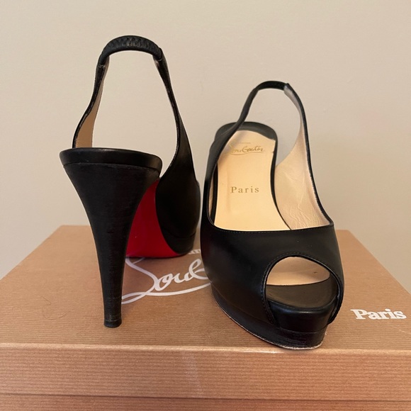 Christian Louboutins black platform sling backs, size 7.5 - Picture 2 of 6